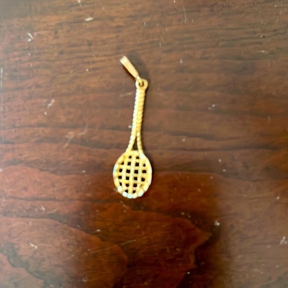 Gold tennis racquet charm